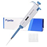 BAOSHISHAN Micropipette Single Channel Pipettor Adjustable Volume Micro Pipette for Scientific Lab and School (10-100ul Bonus 200 Pipette Tips)