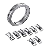 STEELSOFT Hose Clamp Assortment Kit, Cut-To-Fit 12 FT Strap + 8 Stronger Fasteners, 304 Stainless Steel, Large Worm Gear Hose Clamp Metal Band Clamps DIY