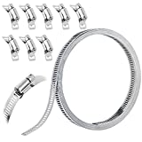 ISPINNER 20FT DIY Hose Clamp, 304 Stainless Steel Band Clamp with 8 Fasteners Kit Adjustable Large Worm Gear Hose Clamp Pipe Clamp for Dust Collector, Plumbing and Fuel Line (20 Feet)