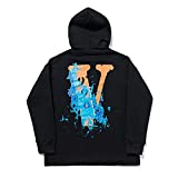 Bigc LBW Big V X Hoodie Hip Hop Big V Print Rapper Long Sleeve Sweatshirts Pullover Hooded Sweater for Men Women (Black, Large)