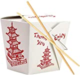 25 Chinese Design 32 Oz Take Out Food Containers and 50 Premium, Sleeved and Separated Bamboo Chopsticks By Avant Grub. Stackable, Recyclable Leak And Grease Resistant To Go Box For Events and Parties
