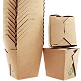 Microwaveable Leak Proof Chinese Take Out Boxes 50 Pack of Brown Recyclable 32 oz Oyster Paper Pails. Extra Large Size Leftovers, Party and Fast Food To Go Container With Spill And Grease Protection