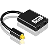 ZEXMTE Upgraded Optical Fiber Splitter 1 in 2 Out Optical Audio Splitter, Fiber Optical Splitter with 24K Gold Plated Connectors for CD Player, DVD Player, Receiver-Black