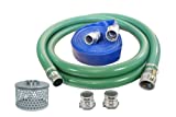 Abbott Rubber PVC Suction and Discharge Hose Pump Kit, Green/Blue, 4" Male X Female Aluminum Cam and Groove, 4" ID (1240-KIT-4000-1145-QC)