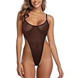 SHERRYLO See Through One Piece Swimsuit High Cut Micro Monokini Bikini Mini Mesh Transparent Bathing Suit