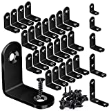 30-Pack Right Angle Brackets, L Bracket for Wood, Black Corner Brackets for Wood Fastener with Screws for Shelves Chair Dressers Furniture Cabinet(Bracket 1.18inch)