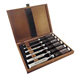 Narex 6 pc Set 6 mm (1/4), 10 (3/8), 12 (1/2), 16 (5/8), 20 (13/16), 26 (1-1/16) Woodworking Chisels in Wooden Presentation Box 853053