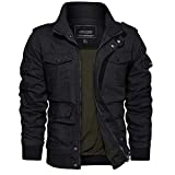 TACVASEN Men's Jackets-Military Cotton Bomber Cargo Casual Coats Outwear (Black 2XL)