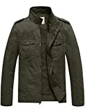 WenVen Men's Military Casual Cotton Jacket Outwear (Army Green, Medium)