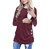 TARIENDY Women's Maternity Shirts Pregnant Nursing Clothes Brestfeeding Long Sleeve Tops Side Ruched Button Blouse