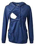 GINKANA Women's Nursing Shirts Long Sleeves Hoodie Sweatshirt Tops Casual Clothes,Teal,M