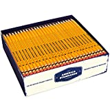 America Standards Pencils #2 HB, Sharpened, Made in USA, Woodcase, Graphite Core, Yellow with Eraser, Bulk Box, Soft and Smooth Writing, Sharpens Well, Erases Cleanly, Pack of 100