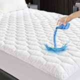 Cal King Size Quilted Fitted Mattress Pad, 100% Waterproof Breathable Mattress Protector, Noiseless Mattress Topper, fits up to 21" Deep, Dust Proof