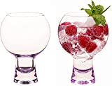 Wrenbury Gin Glasses for Gin Lovers Set of 2 in Purple Berry 19oz | Gin and Tonic Glasses Copas de Ginebra Gin Short Stem Spanish Copa Solid Base