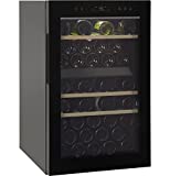 Haier Wine Cooler & Beverage Refrigerator | Mini Wine Fridge Complete With Dual-Zone Temperature Control, Triple-Pane Glass, Door Alarm & LED Interior Lighting | Fits 44 Wine Bottles | Black