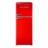 Galanz GLR10TRDEFR True Top Freezer Retro Refrigerator Frost Free, Dual Door Fridge, Adjustable Electrical Thermostat Control, Red, 10.0 Cu Ft