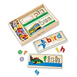 Melissa & Doug See & Spell Wooden Educational Toy With 8 Double-Sided Spelling Boards and 64 Letters - Preschool Learning Activities, See & Spell Learning Toys For Kids Ages 4+