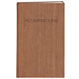 BookFactory Restaurant Reservations Book, 365 Day Table Reservations, Dinner Reservations Book, 408 Pages 8 7/8" x 13 1/2", Soft Touch Wood Finish Cover Case Bound (LOG-408-OCS-AXE94000(Reservations))
