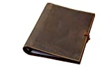leather 2 inch 3 ring presentation binder portfolio organizer, vintage leather notepad document folder hard cover letter size L23B05S