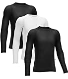 Rolimaka Boys’ Girls' Compression Shirts Youth Long Sleeve Undershirt Sports Dri Fit Moisture Wicking Baselayer 2Black1White M