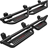 OEDRO All-Steel Build Running Boards Compatible with 2018-2022 Jeep Wrangler JL 4 Door, Bolt-on Side Steps with Leaf Shaped Design, Black Powder Coated Nerf Bar