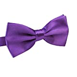 AWAYTR Men's Pre Tied Bow Ties for Wedding Party Fancy Plain Adjustable Bowties Necktie (Purple)