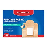 All Health Flexible Fabric Adhesive Bandages, 1 in x 3 in, 100 ct| Flexible Protection for First Aid and Wound Care