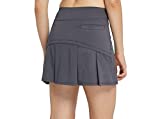 Women's Tennis Skirt Pleated Athletic Skort with 3 Pockets for Golf Running Workout Sports s gy Grey