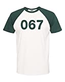 Societee Squid Cosplay Costume 067 Casual Tee Unisex Raglan T-Shirt (Green, Small)