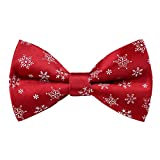 Alizeal Mens Red Background with Snowflake Pattern Pre-tied Christmas Party Bow Tie, 017