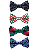 GUSLESON 4PCS Men's Christmas Bow tie Festival Theme Bowties Pre-Tied Neckwear Snow Tree Pattern (0529-4P2)