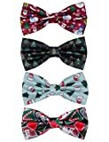 GUSLESON 4PCS Men's Christmas Bow tie Festival Theme Party Bowties Pre-Tied Neckwear Snow Tree Pattern (0633-4A2)