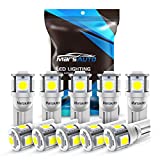 Marsauto 194 LED Light Bulb 6000K White 168 T10 2825 5SMD LED Replacement Bulbs for Car Dome Map Door Courtesy License Plate Lights (Pack of 10)