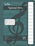 Manuscript Paper | Blank sheet Music Notebook | 120 Pages 12 Staves per Page | Full 8,5'' wide x 11'' high | Elegant vintage looking cover & paper: Turquoise Soft Cover