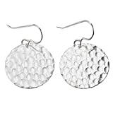 Large Hammered Circle Disc Dangle Earrings in Silver, Gold, or Rose Gold (Sterling Silver)