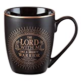 Christian Encouragement Gifts for Men â€“ Matte Black Coffee Mug w/Metallic Font Scripture Verses â€œThe Lord is with Meâ€ Jeremiah 20:11 â€“ 12oz Stoneware Mug, Christian Cup w/Handle