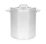 CONCORD Polished Stainless Steel Stock Pot Brewing Beer Kettle Mash Tun w/Flat Lid (30 QT)