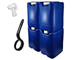 API Kirk Containers 5 Gallon Samson Stackers, Blue, 4 Pack (20 Gallons), Emergency Water Storage Kit - New! - Clean! - Boxed! - Kit Includes One Spigot and Cap Wrench