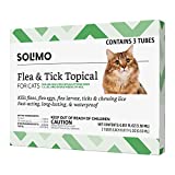 Amazon Brand - Solimo Flea and Tick Topical Treatment for Cats (over 1.5 pounds), 3 Doses