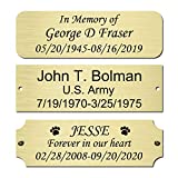 Size: 3" W x 1" H, Personalized, Custom Engraved, Brushed Gold Solid Brass Plate Picture Frame Name Label Art Tag for Frames, with Adhesive Backing or Screws - Indoor use only