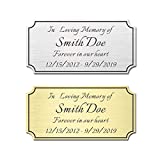 2" H x 4" W, Custom Elegant Engraved Plate, Personalized Memorial Plaque, Brushed Stainless Steel or Brass Laser Engraved Name Plates with Adhesive Backing or Screws, Notched Corner (Silver, Gold)