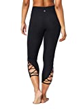 Amazon Brand - Core 10 Women's Plus Size High Waist Yoga Lattice 7/8 Crop Legging - 24", black, 1X