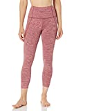 Amazon Brand - Core 10 Women's All Day Comfort High Waist Yoga 7/8 Crop Legging with Side Pockets, Ruby Heather, Medium