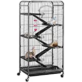 Yaheetech 52-inch 6 Level Metal Critter Cage with 3 Front Doors/Feeder/Wheels Small Animal Cage Hutch for Ferret Bunny Indoor Outdoor,Black