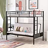 SOFTSEA Twin Over Full Futon Bunk Bed, Kids Twin Over Full Metal Bunk Beds with Two Side Ladders and Full-Length Guardrails (Futon Bunk)