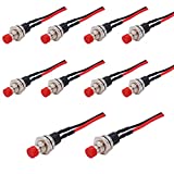 Twidec/10Pcs 1A 250V AC 2 Pins SPST Red Normal Open Mini Momentary Push Button Switch with Pre-soldered Wires PBS-110-XR