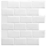 LONGKING 12" x 12" Peel and Stick Kitchen Backsplash, Self-Adhesive Vinyl Subway Tiles, Faux Limestone Tiles, 10-Pack