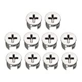 uxcell 10 Pcs Furniture Cam Lock Nut Connectors Fittings 15x12mm for Cabinet Drawer Wardrobe Panel Connecting