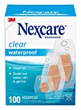 Nexcare Waterproof Clear Bandages, Covers and Protects, 360-degree seal around the pad offers exceptional protection against water, dirt, and germs, Assorted Sizes, 100 Count