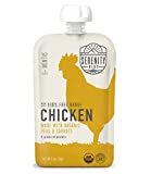 Serenity Kids Baby Food Pouches, Free Range Chicken with Organic Peas and Carrots, For 6+ Months, 3.5 Ounce Pouch (12 Count)